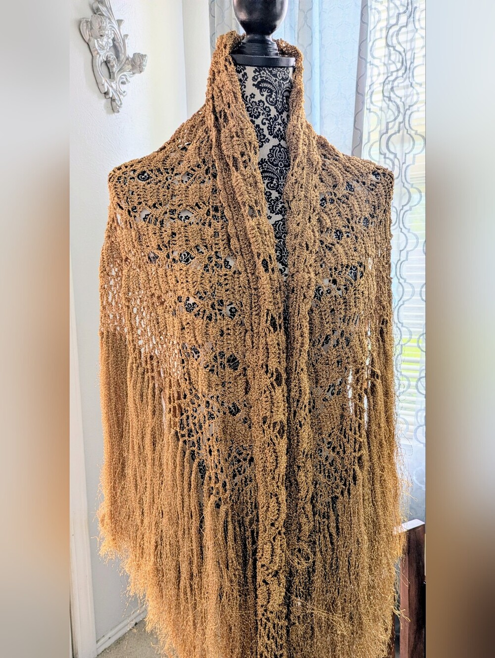 NWOT Golden Fringe Shawl Wrap